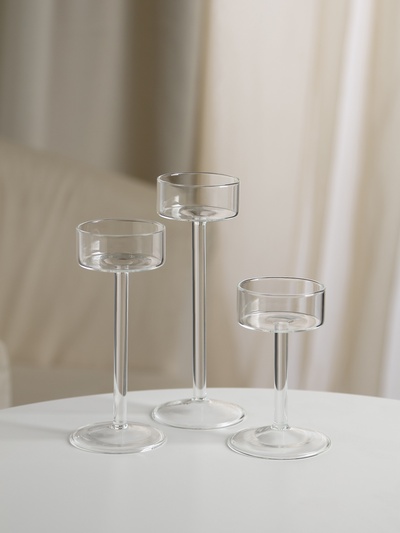 Набор подсвечников на 1 свечу «Моник», 3 шт., стекло, прозрачный, d=5.4 см