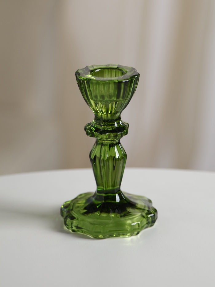 Стеклянный подсвечник на 1 свечу «Бутон на ножке», зелёный, d=2 см, 7×7×11 см - Фото 1