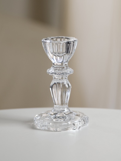 Стеклянный подсвечник на 1 свечу «Бутон на ножке», прозрачный, d=2.2 см, 7×7×11 см