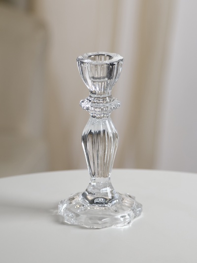 Стеклянный подсвечник на 1 свечу «Бутон на ножке», прозрачный, d=2.2 см, 8×8×15 см