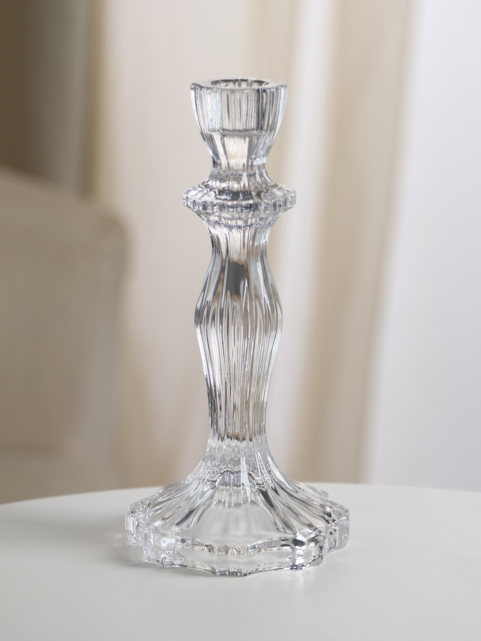 Стеклянный подсвечник на 1 свечу «Бутон на ножке», прозрачный, d=2.2 см, 10×10×20 см - Фото 1