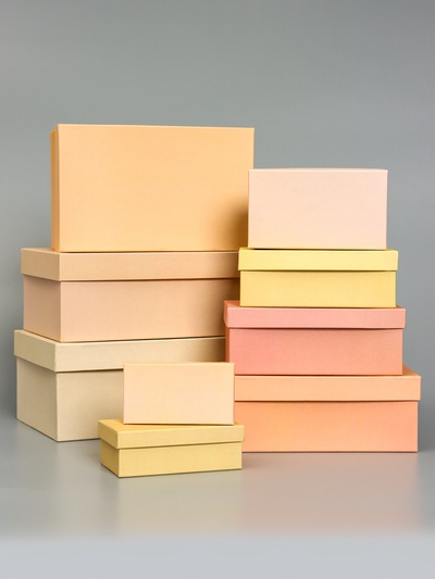 Набор прямоугольных коробок 9 в 1, «Кремовый» 26.5×17×11.5 - 11 см ×6.5×4 см