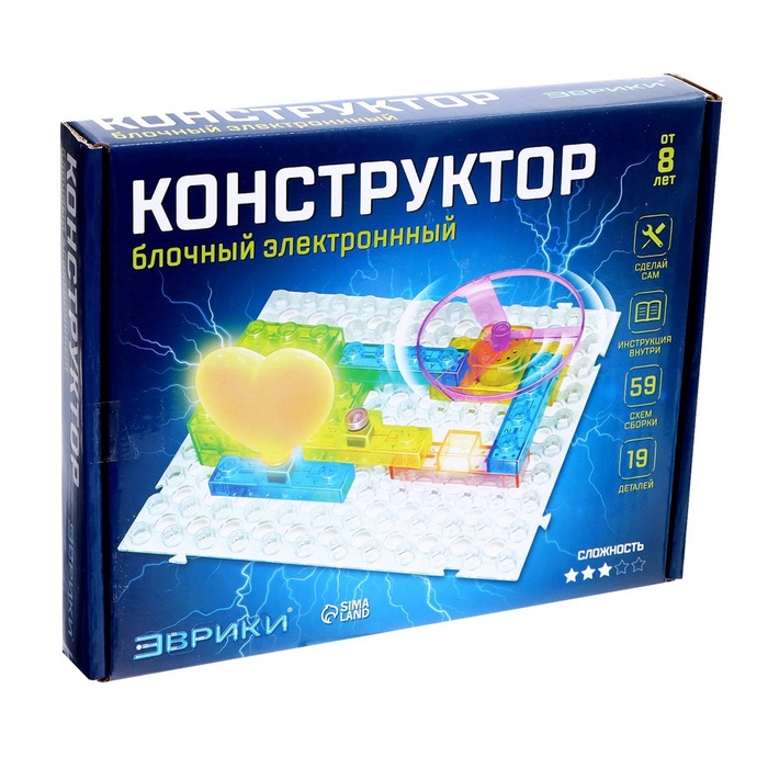 УЦЕНКА Конструктор блочный-электронный «В мире электроники», 59 схем, 19 деталей - Фото 1