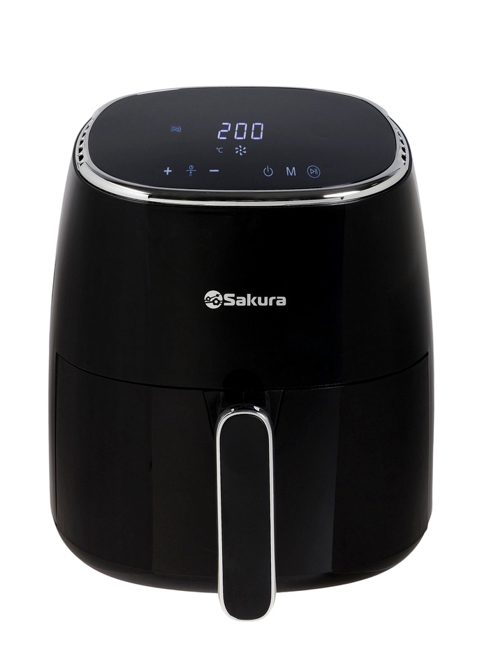 Аэрогриль Sakura SA-7684BK, 5 л, 1500 Вт, 8 программ, сенсорное управление, таймер, чёрный - Фото 1