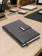 Ежедневник недатированный А5, с хлястиком, 112 листов, в линейку, пвх, серый - Фото 4