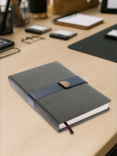 Ежедневник недатированный формат А5, с хлястиком, 128 листов, линия, пвх, серый