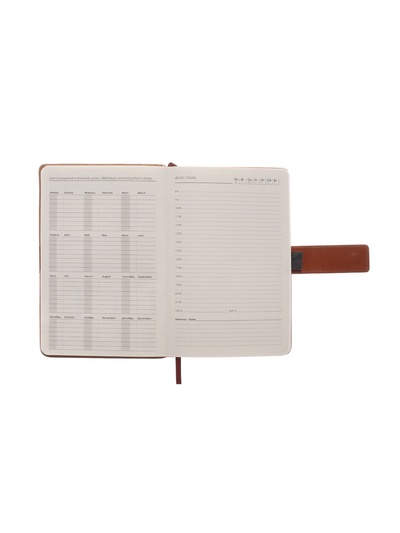Ежедневник недатированный формат А5, с хлястиком, 128 листов, линия, пвх, коричневый