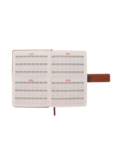 Ежедневник недатированный формат А5, с хлястиком, 128 листов, линия, пвх, коричневый