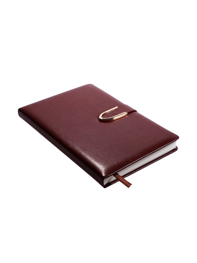 Ежедневник недатированный А5, с хлястиком, 112 листов в линейку, пвх, коричневый