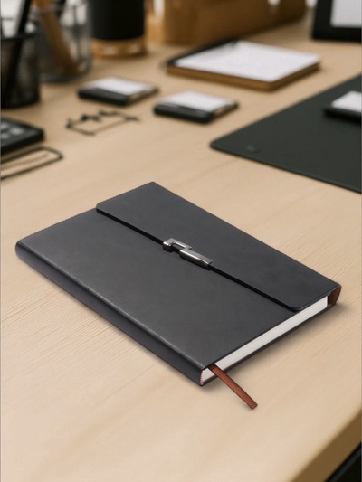 Ежедневник недатированный формат А5, с клапаном, 96 листов, линия, пвх, черный