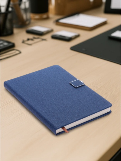 Ежедневник недатированный А5, с хлястиком, 96 листов, в линейку, пвх, синий