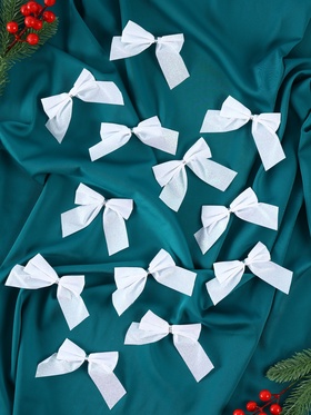 Ёлочные игрушки 12 шт. «Бантик» 9 см, белый (комплект 2 шт)