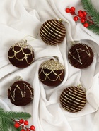 Ёлочные шары «Бархат. Фестиваль» d=8 см, 6 шт., геометрия, коричневый - Фото 4