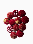 Ёлочные шары «Бархат. Время праздника», d=6 см, 12 шт., завитки снежинки, красный 10875289