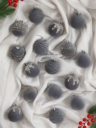 Ёлочные шары «Бархат. Маскарад», новогодние, d=6 см, 16 шт., серый - Фото 4