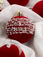 Ёлочные шары «Бархат. Маскарад», новогодние, d=6 см, 16 шт., красный - Фото 6