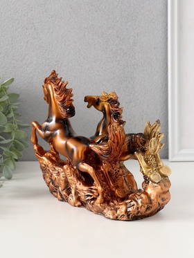 Фигурка полистоун «Дикие лошади скачут в прериях», под бронзу, 20×5.5×15 см