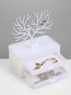 Шкатулка для украшений «Олень», 2 яруса, квадратная подставка,17×11×24.8 см, белая - Фото 7