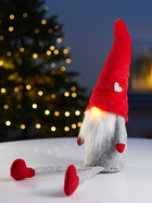 Светодиодная фигура «Гномик в красной шапке» 60 см, текстиль, 1 LED, от батареек LR1130×3, свечение тёплое белое - Фото 6