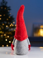 Фигура текстиль «Гномик в красной шапке» 60 см, 1 LED, от батареек LR1130×3, свечение тёплое белое - фото 61080295