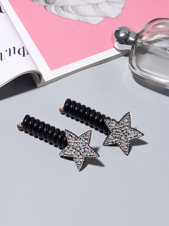 Резинки для волос «Пружинка-звёздочка», набор 2 шт., 9.5×1.5 см, чёрные - Фото 1