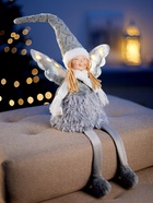 Фигура текстиль «Кукла в сером» 70 см, 6 LED, от батареек AG10×3, свечение тёплое белое - фото 61080330