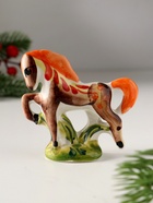 Фигурка фарфор гжель «Конь на подставке», 8?8 см, цветной (комплект 2 шт) - фото 49021378