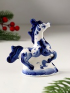 Фигурка фарфор гжель «Лошадь Оля», 8.5?8 см (комплект 2 шт) - фото 58037593