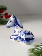 Фигурка фарфор гжель «Лошадь лежащая», 7?9 см (комплект 2 шт) - фото 49021415