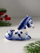Фигурка фарфор гжель «Лошадь лежащая», 7?9 см (комплект 2 шт) - фото 54804729