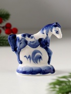 Фигурка фарфор гжель «Лошадь в траве», 7.5?7.5 см (комплект 10 шт) - фото 49021432