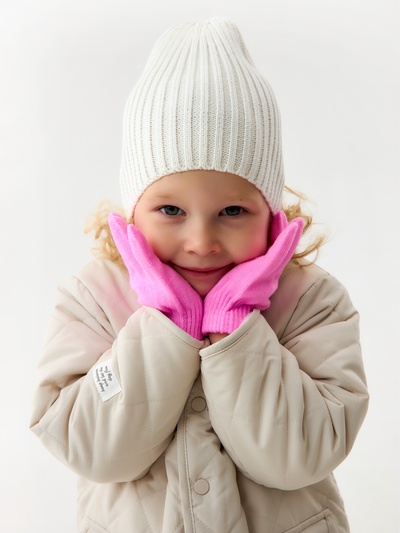 Перчатки детские MINAKU, однослойные, 14 см, розовые