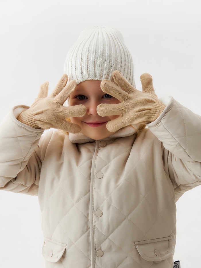 Перчатки детские MINAKU, однослойные, 14 см, бежевые - Фото 1