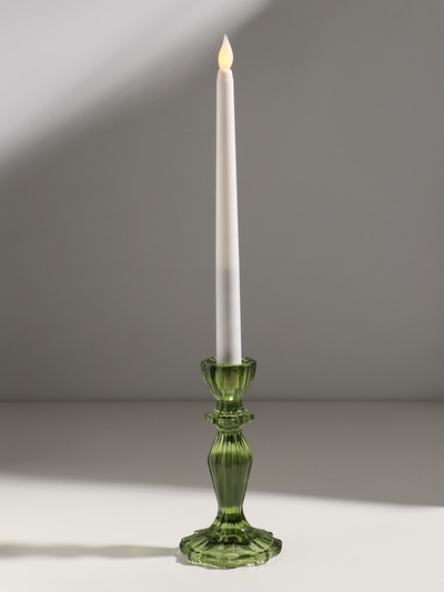 Стеклянный подсвечник на 1 свечу «Бутон на ножке», зелёный, d=2 см, 8×8×15 см