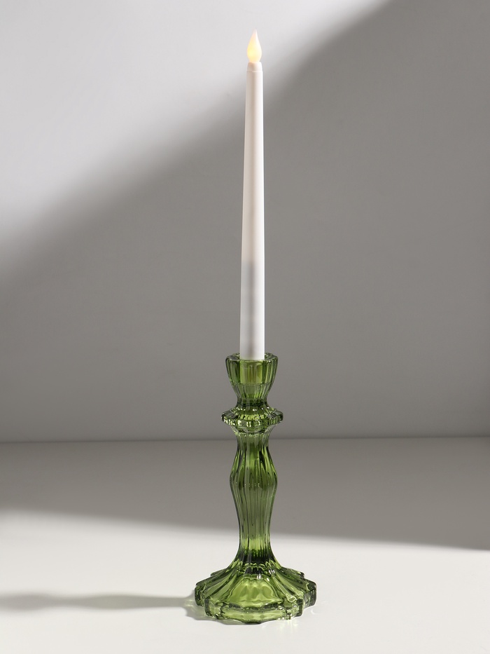 Стеклянный подсвечник на 1 свечу «Бутон на ножке», зелёный, d=2 см, 10×10×20 см - Фото 1