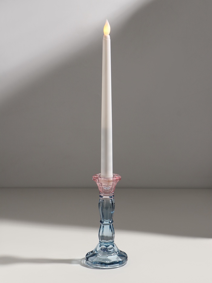 Стеклянный подсвечник на 1 свечу «Градиент. Фактура», розово-голубой, d=2.2 см, 7×7×15 см - Фото 1