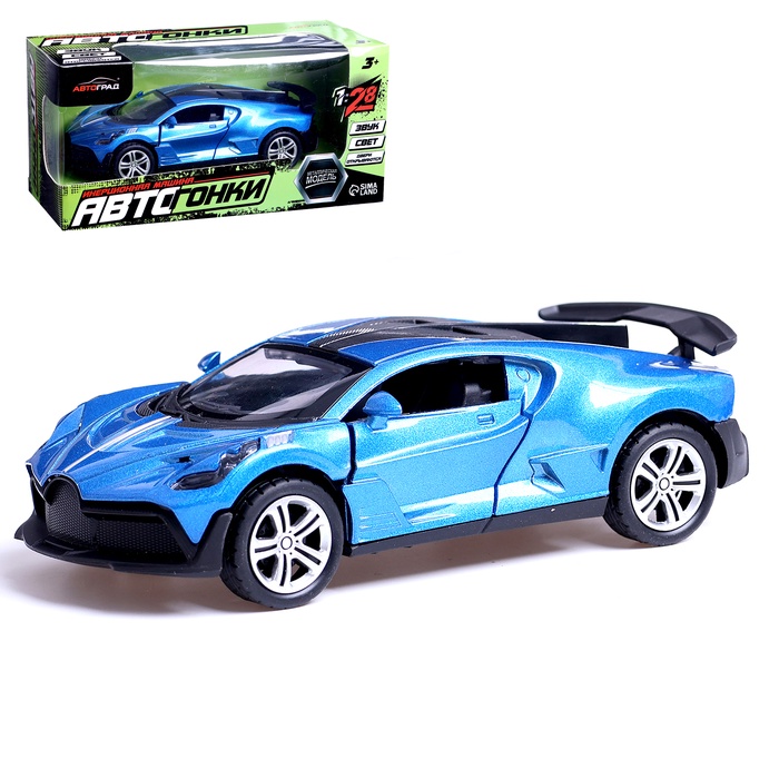 УЦЕНКА Машина металлическая «Купе», 1:28, световые и звуковые эффекты, открываются двери, синяя - Фото 1