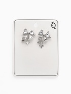 Серьги «Бантик» со звёздочкой, белый в серебре 10872312 - фото 16984747