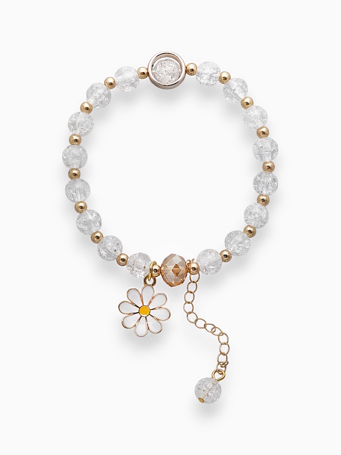 Браслет из бусин «Ромашка. Нежность», d=8 см, белый в золоте - Фото 1