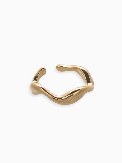 Серьга кафф «Мятый металл», цвет золото