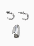 Набор серьги и каффа 3 шт. «Минимализм» тренд, цвет серебро - Фото 3