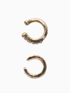 Серьги «Каффы», набор 2 шт. мятый со стразами, белые в золоте - Фото 3