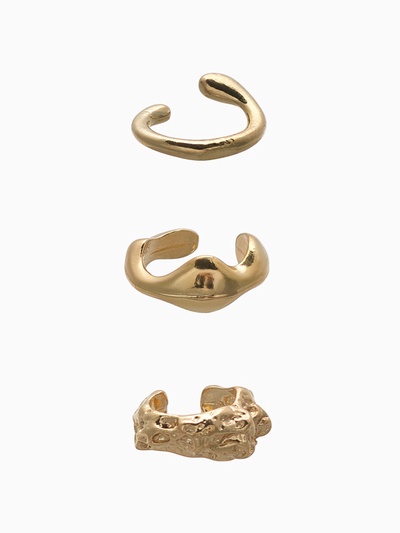 Серьги «Каффы» набор 3 шт., мятый, цвет золото