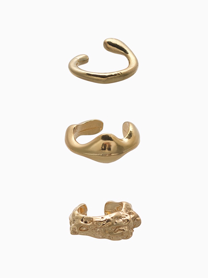 Серьги «Каффы» набор 3 шт., мятый, цвет золото - Фото 1