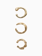 Серьги «Каффы» набор 3 шт., мятый, цвет золото - Фото 4