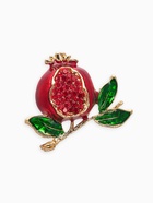 Брошь «Гранат» в разрезе, со стразами, красно-зелёная в золоте - Фото 1
