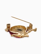 Брошь «Гранат» в разрезе, со стразами, красно-зелёная в золоте - Фото 4