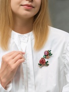 Брошь «Гранат» в разрезе, со стразами, красно-зелёная в золоте - Фото 4