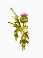 Брошь «Чертополох» растение, зелёно-розовый в золоте - Фото 1