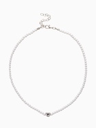 Чокер «Стразик» сердце и жемчужные бусины, белый в серебре, 36 см + 5 см доп, цепочка - Фото 1